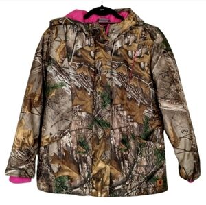 Carhartt Realtree Camouflage Youth Girls Jacket Size 14 Insulated Hooded Pink